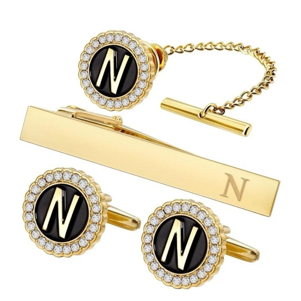 HAWSON Tie Clips, Cufflinks, Tie Tack &‎ Lapel Pins for Men-Suitable for N-4pcs